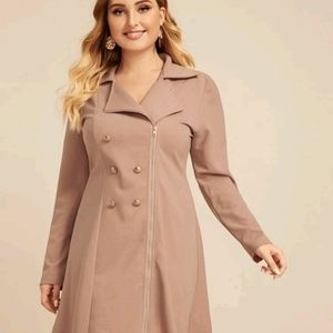 Plus Size Zipper Front Double Breasted Blazer Dress